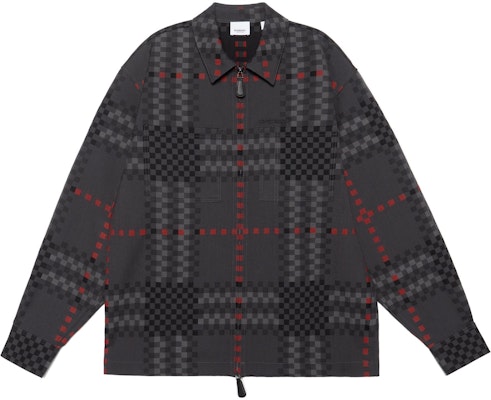 バーバリー ブラック ウール混 パターン ジップアップ 長袖シャツ 80636301 Order バーバリー ブラック ウール混 パターン ジップアップ 長袖シャツ 80636301