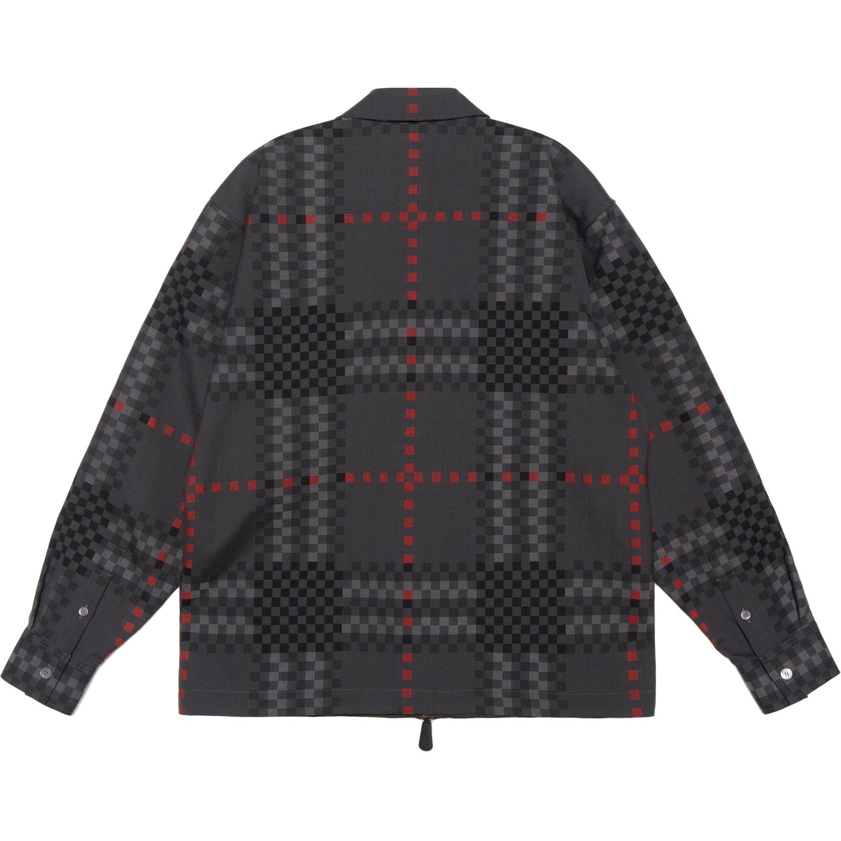 Lookbook バーバリー ブラック ウール混 パターン ジップアップ 長袖シャツ 80636301