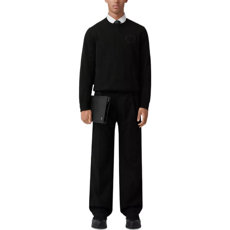 Burberry  Black Wool Sweater with Solid Color Oak Leaf Embroidery. 80636361 圖 3