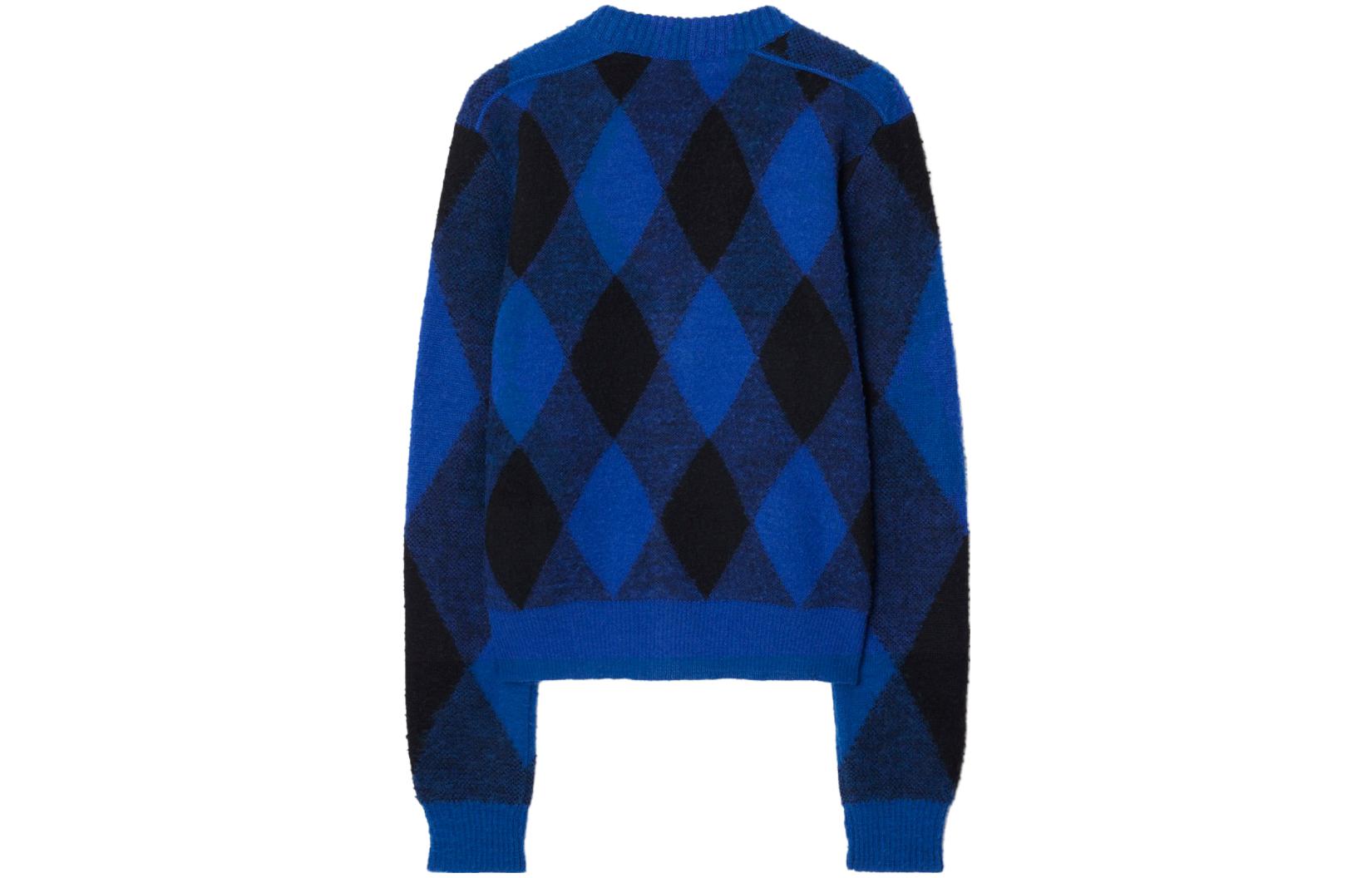 Lookbook 博柏利 蓝色菱格拼色长袖毛衣 80777541