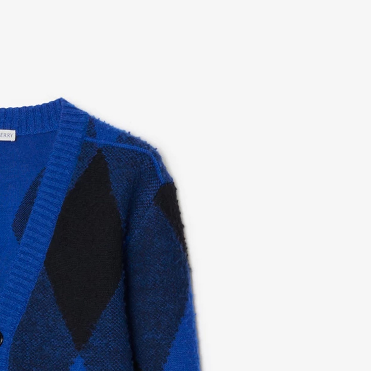 Sizing 博柏利 蓝色菱格拼色长袖毛衣 80777541