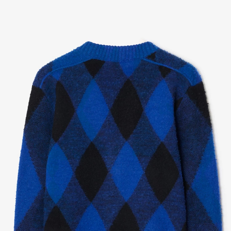 Cheap 博柏利 蓝色菱格拼色长袖毛衣 80777541