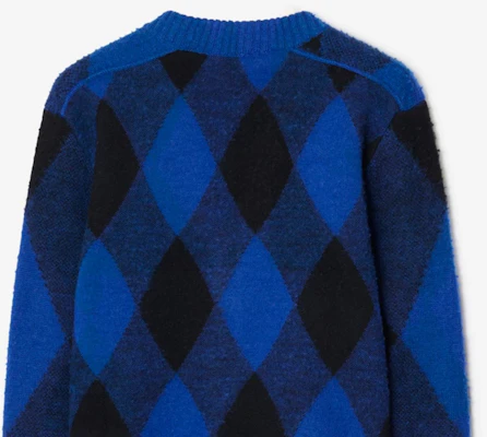 博柏利 蓝色菱格拼色长袖毛衣 80777541 Cheap 博柏利 蓝色菱格拼色长袖毛衣 80777541