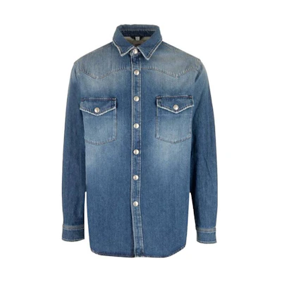Burberry Blue Button-Up Straight-Cut Shirt 8071542