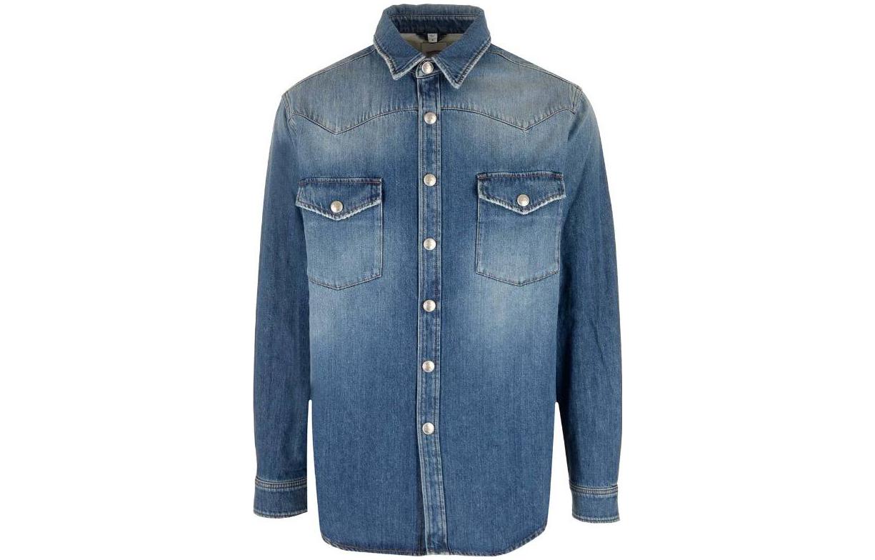 Burberry  Blue Button-Up Straight-Cut Shirt 8071542 圖 2