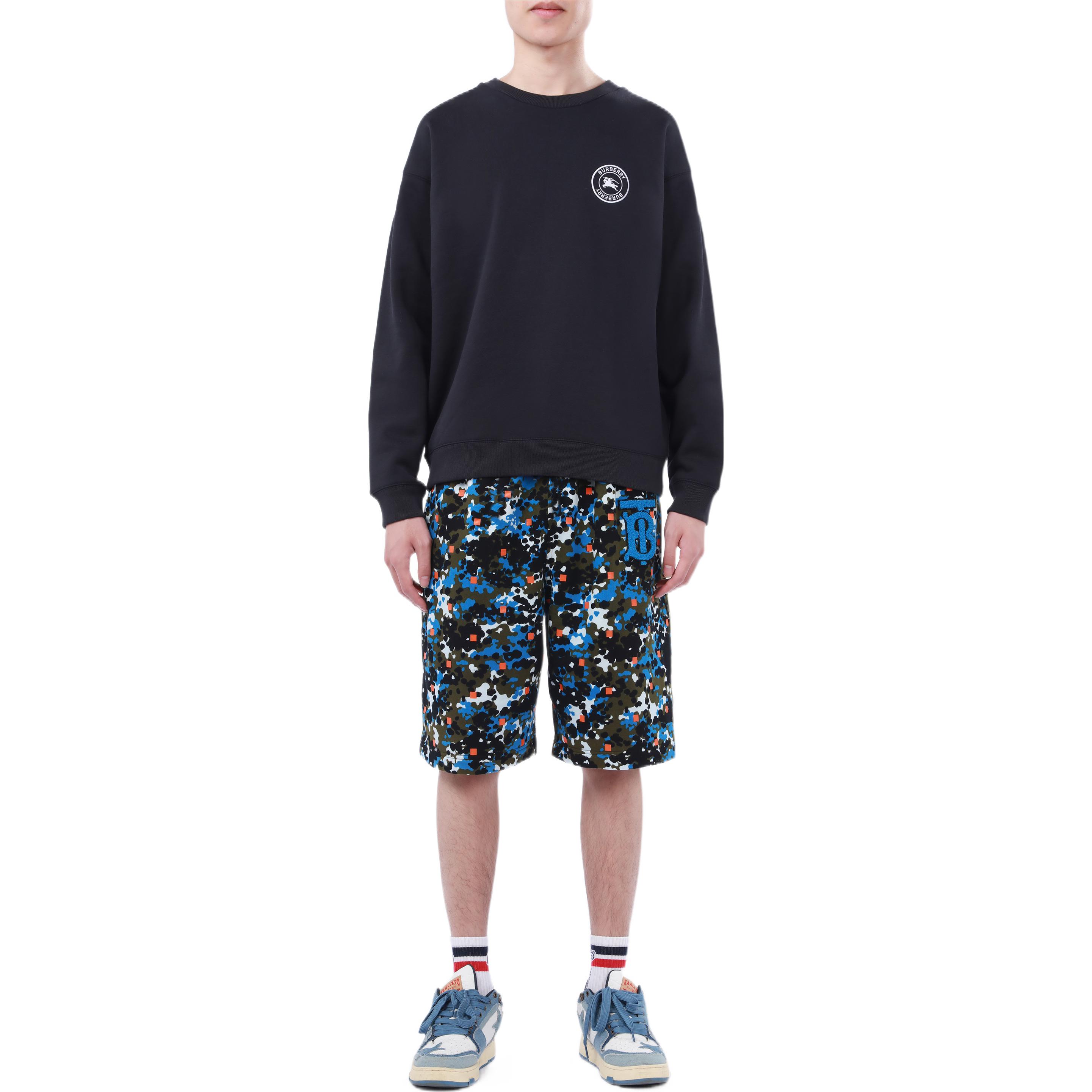 Details for Burberry  Blue Camouflage Logo Print Casual Shorts. 80341561