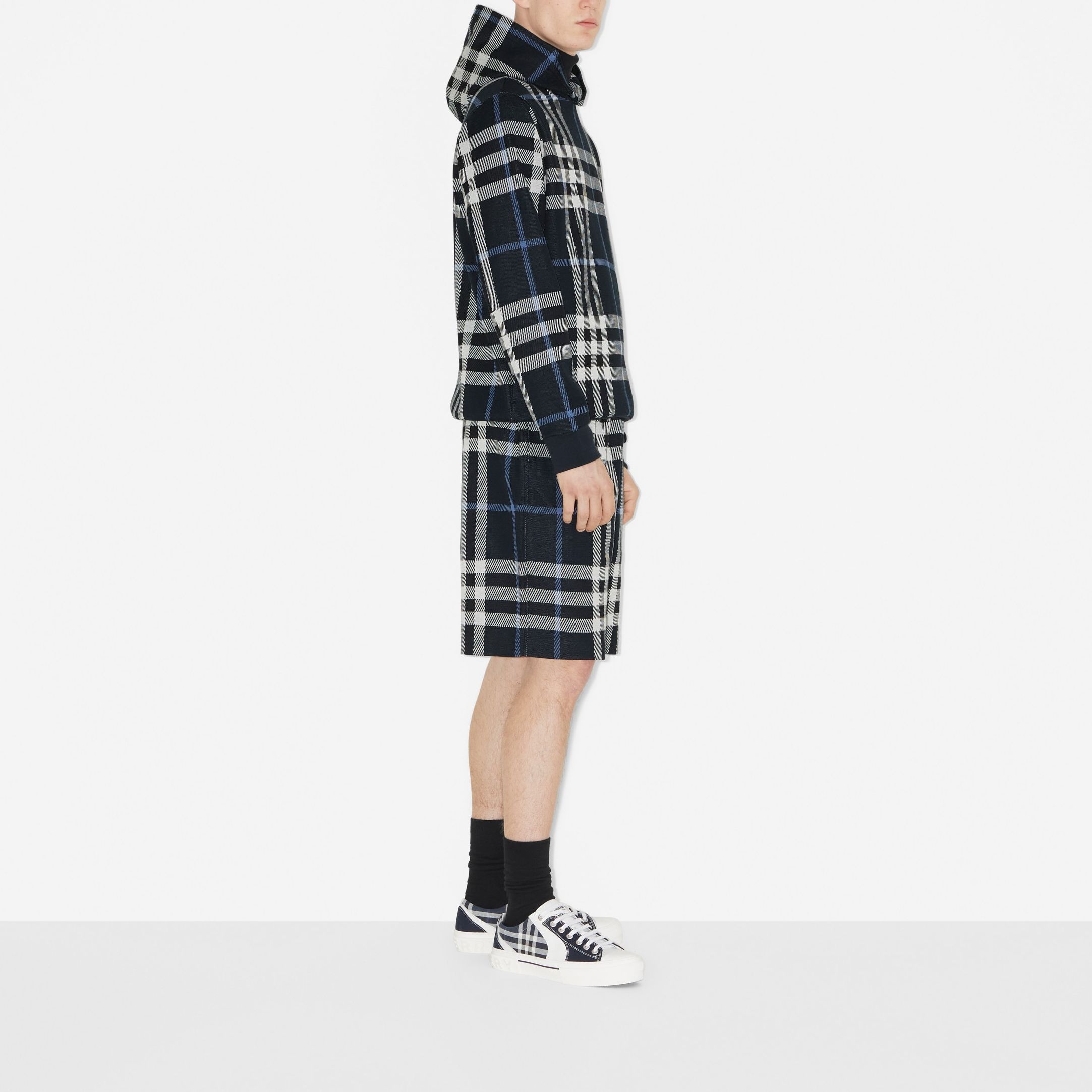 Purchase Burberry  Blue Check Jacquard Hoodie Long Sleeve Sweatshirt 80706691