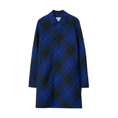 Burberry Blue Check Print Single-Breasted Casual Long Sleeve Coat 80855961