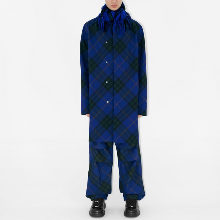 Shop Abrigo Casual Burberry Azul de Cuadros, Manga Larga, Corte Clásico. 80855961