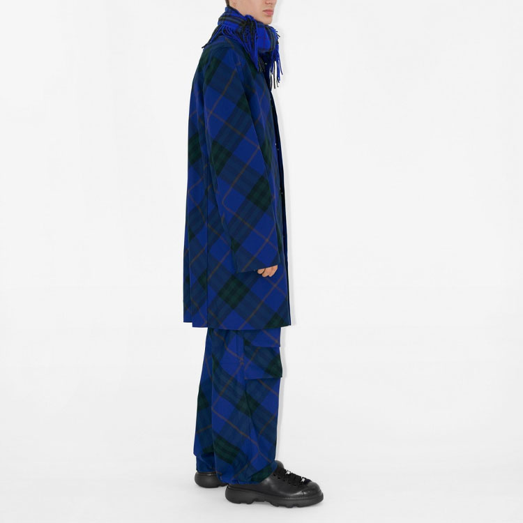 Details for Abrigo Casual Burberry Azul de Cuadros, Manga Larga, Corte Clásico. 80855961