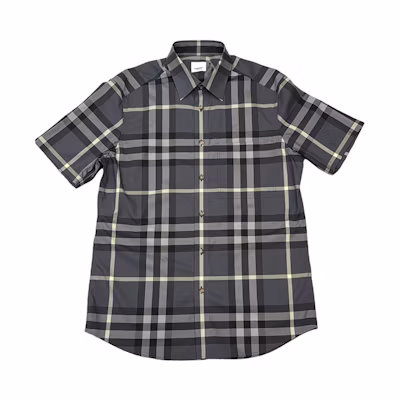 Burberry Blue Check Short-Sleeve Button-Up Shirt. 80842931