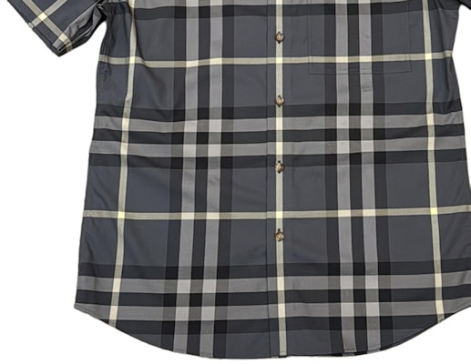 버버리 블루 체크 반소매 버튼업 셔츠. 80842931 Purchase 버버리 블루 체크 반소매 버튼업 셔츠. 80842931