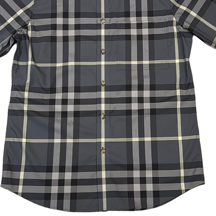 Cheap 버버리 블루 체크 반소매 버튼업 셔츠. 80842931