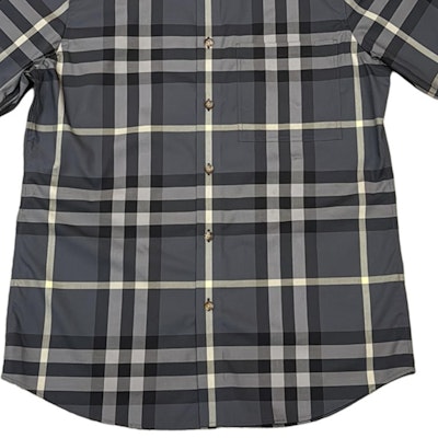 버버리 블루 체크 반소매 버튼업 셔츠. 80842931 Cheap 버버리 블루 체크 반소매 버튼업 셔츠. 80842931