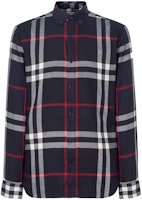 Burberry Blue Check Single-Breasted Long-Sleeve Shirt. 40056141 Burberry Blue Check Single-Breasted Long-Sleeve Shirt. 40056141