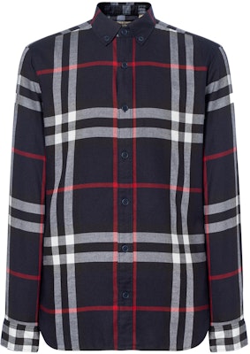 버버리 블루 체크 싱글 브레스티드 긴소매 셔츠. 40056141 Buy 버버리 블루 체크 싱글 브레스티드 긴소매 셔츠. 40056141