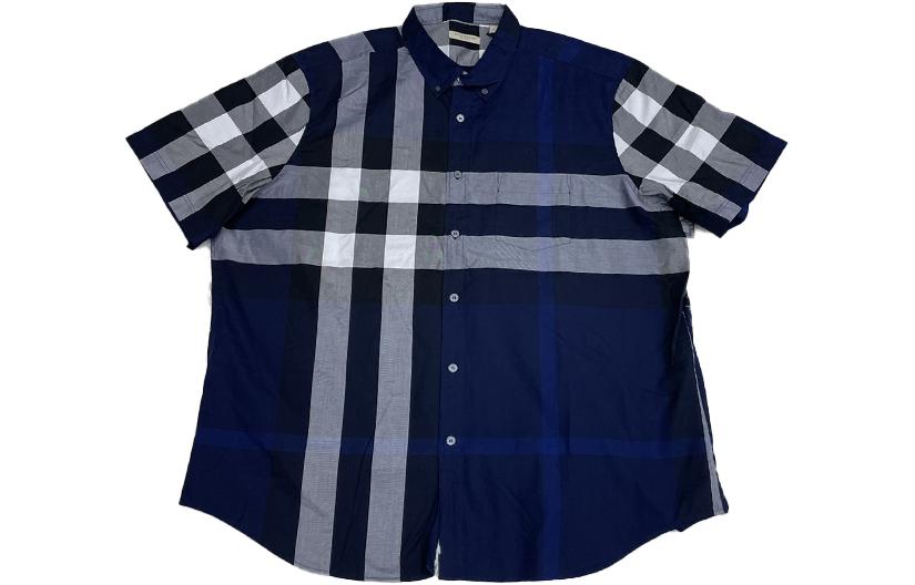 Burberry  Blue Checkered Button-Down Short-Sleeve Shirt 40048511