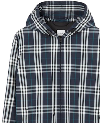 Burberry Blue Checkered Hooded Long-Sleeve Casual Jacket 80708711 Details for Burberry Blue Checkered Hooded Long-Sleeve Casual Jacket 80708711