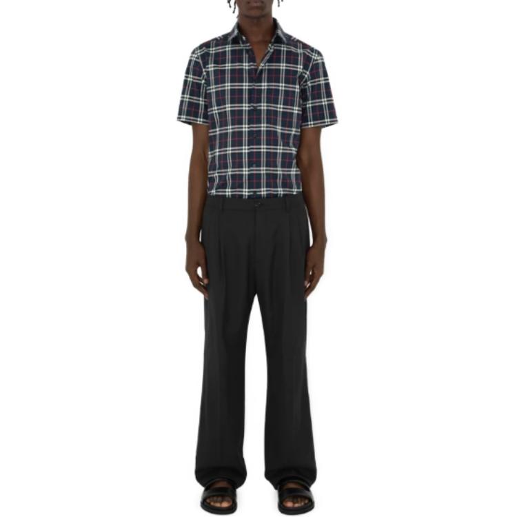 Shop Burberry  Blue Checkered Short-Sleeve Casual Shirt. 80795901