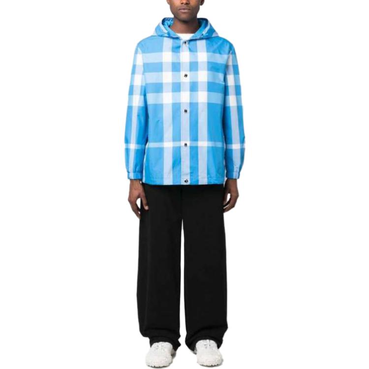 Burberry  Blue Colorblock Check Pattern Hooded Jacket 80668071 圖 3
