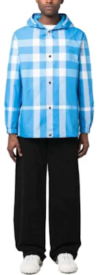 버버리 블루 컬러블록 체크 패턴 후드 자켓 80668071 Lookbook 버버리 블루 컬러블록 체크 패턴 후드 자켓 80668071