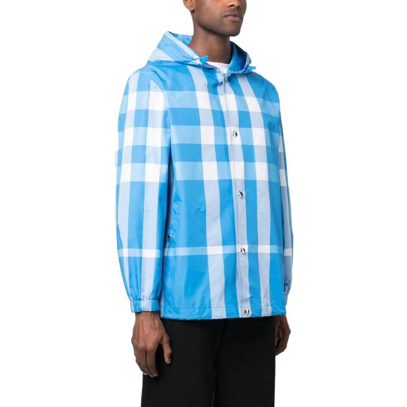 Burberry  Blue Colorblock Check Pattern Hooded Jacket 80668071 圖 5