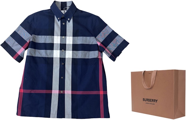 버버리 블루 컬러블록 체크 반팔 셔츠. 80735051 Lookbook 버버리 블루 컬러블록 체크 반팔 셔츠. 80735051