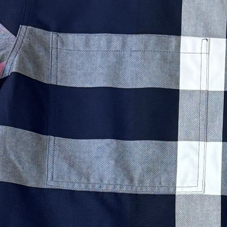 Shop 버버리 블루 컬러블록 체크 반팔 셔츠. 80735051