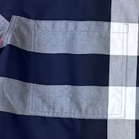 Shop Burberry 藍色拼接格紋短袖襯衫. 80735051