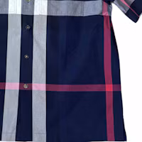 Cheap Burberry 藍色拼接格紋短袖襯衫. 80735051