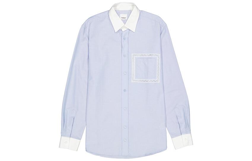 Burberry  Blue Colorblock Single-Breasted Long-Sleeve Shirt. 45629771