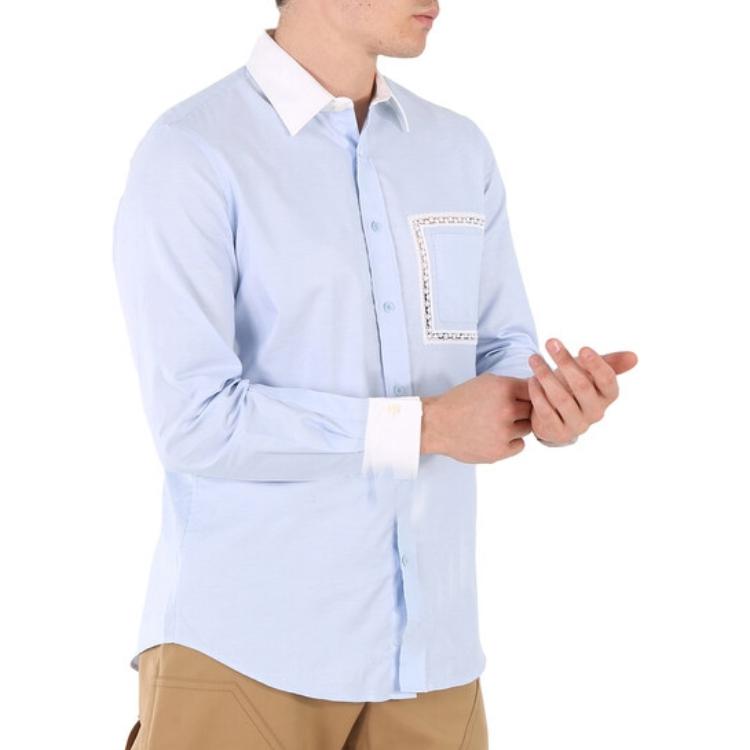 Burberry  Blue Colorblock Single-Breasted Long-Sleeve Shirt. 45629771 圖 5
