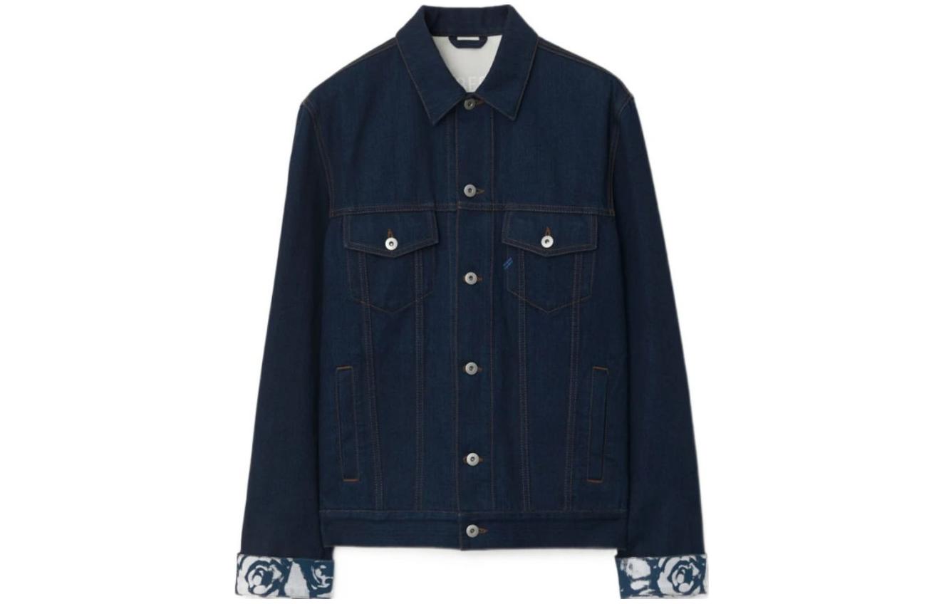 Burberry  Blue Denim Jacket with Logo Collar and Single-Breasted Design. 80807701 圖 2