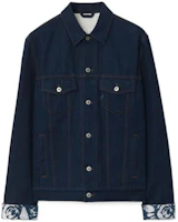 Order Burberry 藍色丹寧外套,標誌領設計與單排扣版型。 80807701