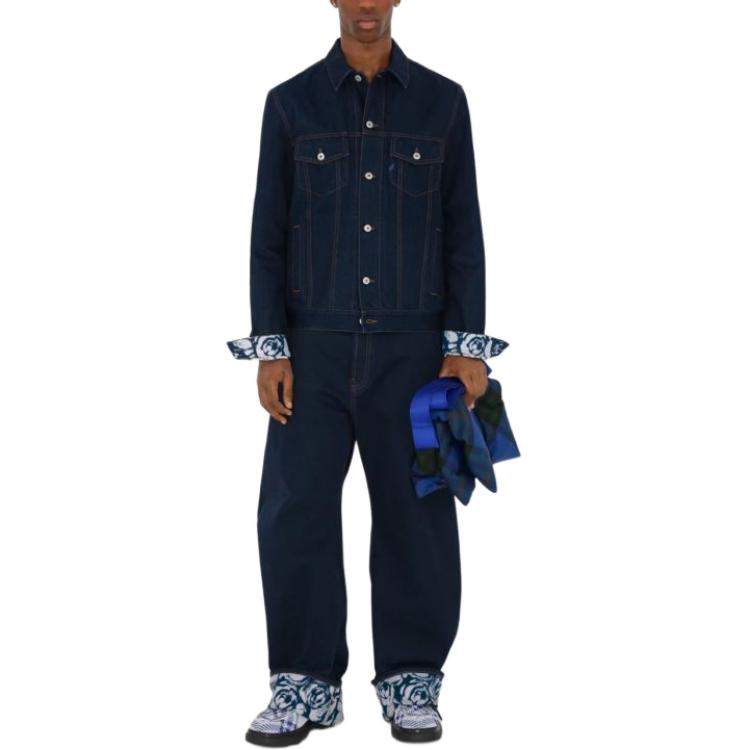 Burberry  Blue Denim Jacket with Logo Collar and Single-Breasted Design. 80807701 圖 4