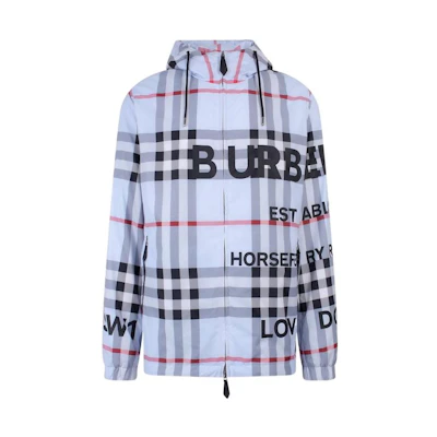 Burberry Blue Hooded Zip-Up Jacket with Letter Print Design. 80502831
