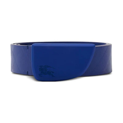 Burberry Blue Leather Belt with Pattern Print and Smooth Buckle. 8081100