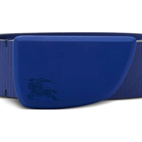 Shop Burberry  Blue Leather Belt with Pattern Print and Smooth Buckle. 8081100