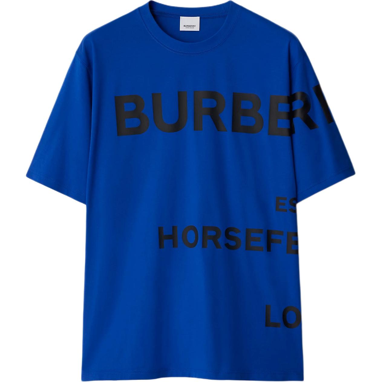 Order バーバリー ブルー レタープリント クルーネック スリムフィット Tシャツ 80847351