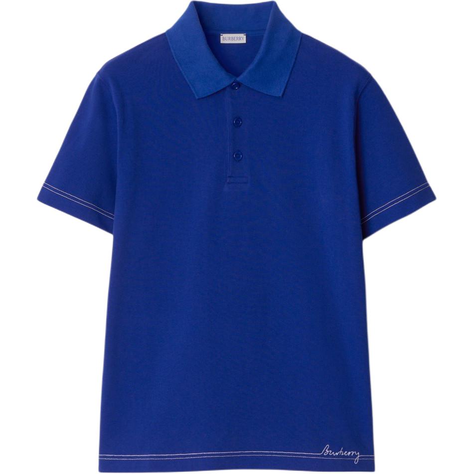 Burberry  Blue Logo Embroidered Short Sleeve Polo Shirt 80904911