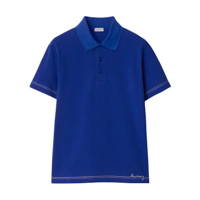 Burberry Blue Logo Embroidered Short Sleeve Polo Shirt 80904911