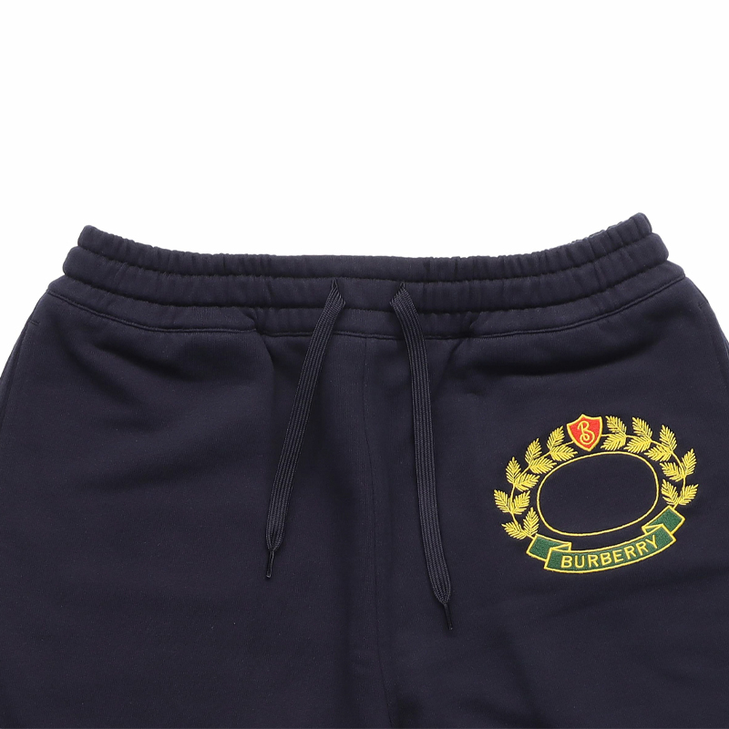 Shop Burberry 藍色標誌印花彈性腰針織運動長褲 80612931