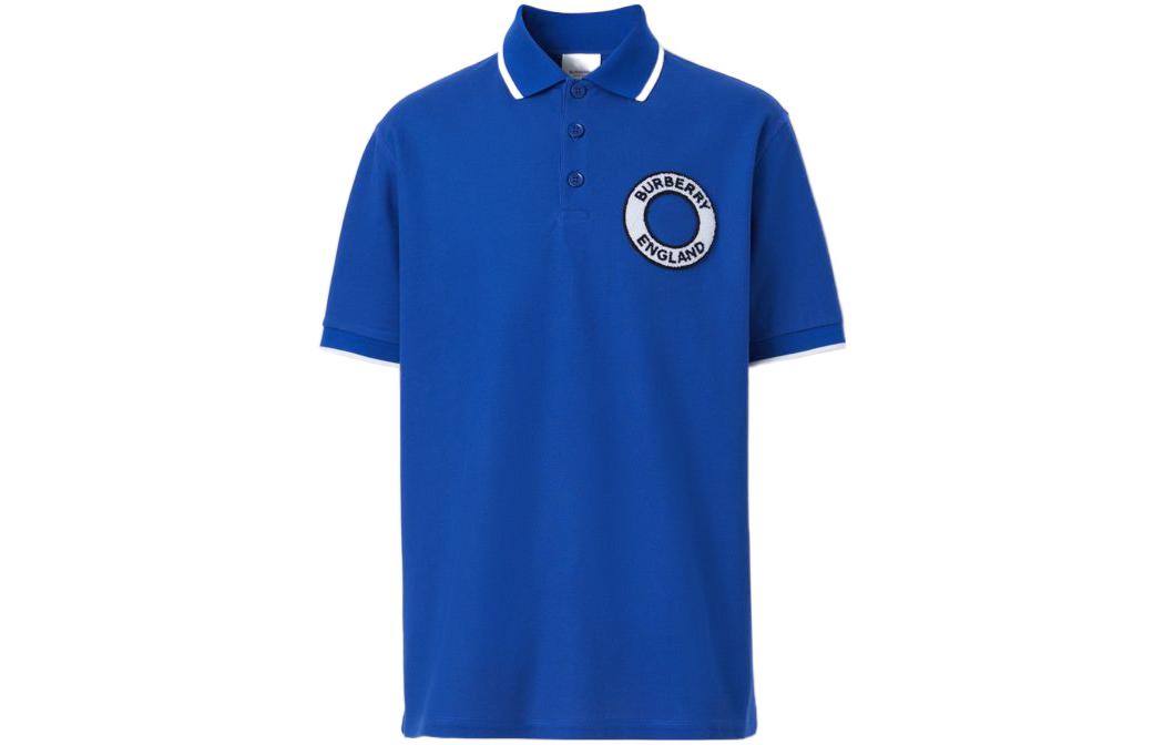 Burberry  Blue Logo Print Short Sleeve Polo Shirt 80582661