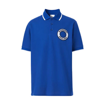 Burberry Blue Logo Print Short Sleeve Polo Shirt 80582661