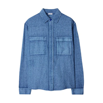 Burberry Blue Loose Fit Denim Shirt with Equestrian Knight Design. 80816901