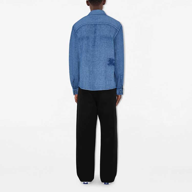 Burberry  Blue Loose Fit Denim Shirt with Equestrian Knight Design. 80816901 圖 5