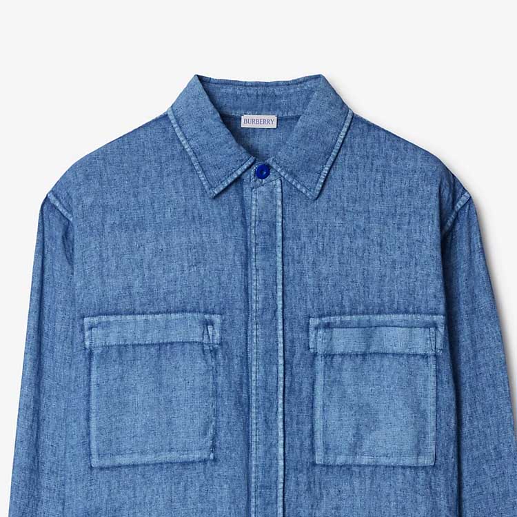 Burberry  Blue Loose Fit Denim Shirt with Equestrian Knight Design. 80816901 圖 8