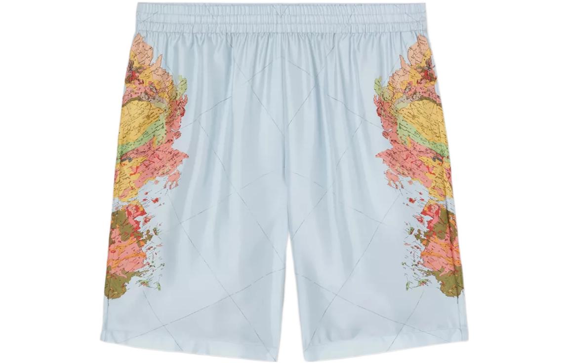 Burberry  Blue Map Print Colorblock Loose Fit Casual Shorts. 80561441 圖 2