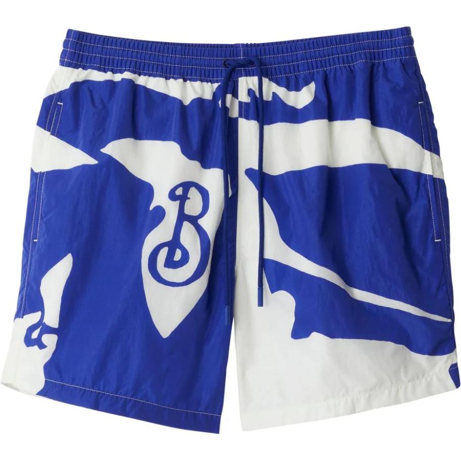Order Burberry  Blue Pattern Print Elastic Waist Swim Trunks. 80900651