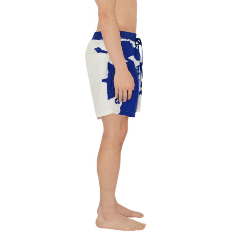 Purchase Burberry  Blue Pattern Print Elastic Waist Swim Trunks. 80900651